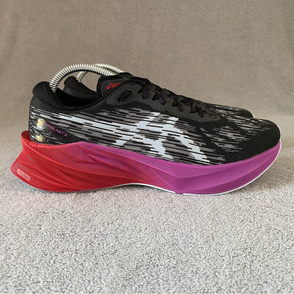 Asics Shoes Womens 10 Black Red Purple Novablast 3 Running Sneakers 1012B288